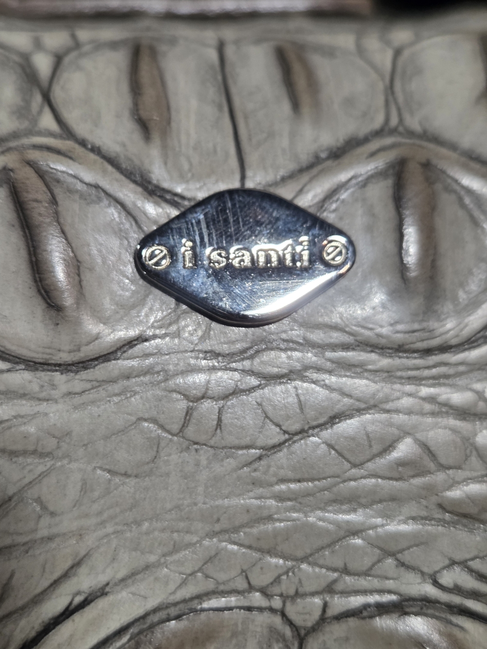 I Santi Italian Leather Croc-Embossed With Pink Interior Vintage Purse (90's) - Picture 3 of 12